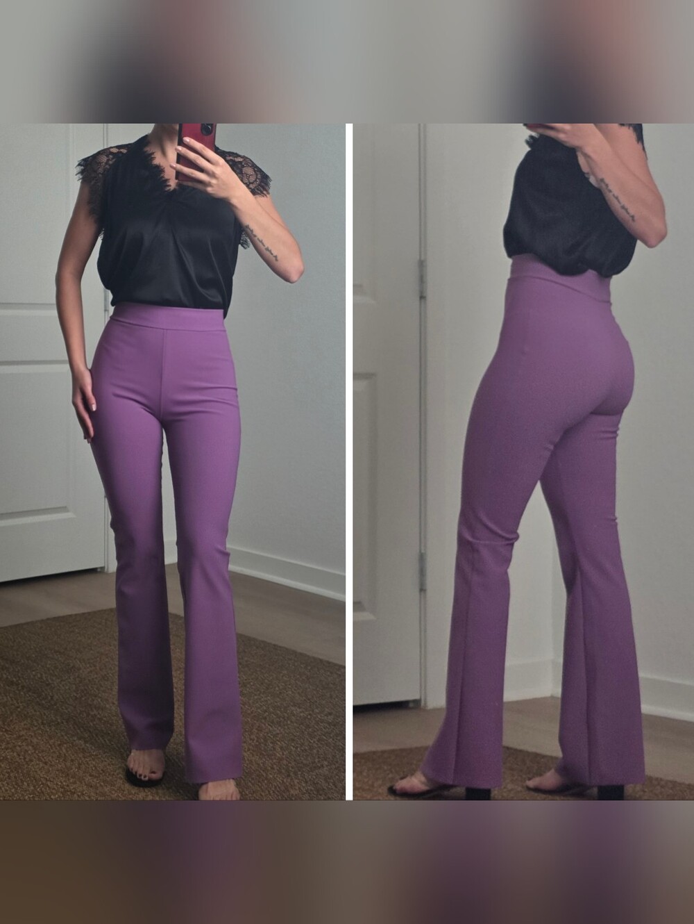 Chiara Boni La Petite Robe Venusette High Waist Pants, Size 0, Lilac Purple